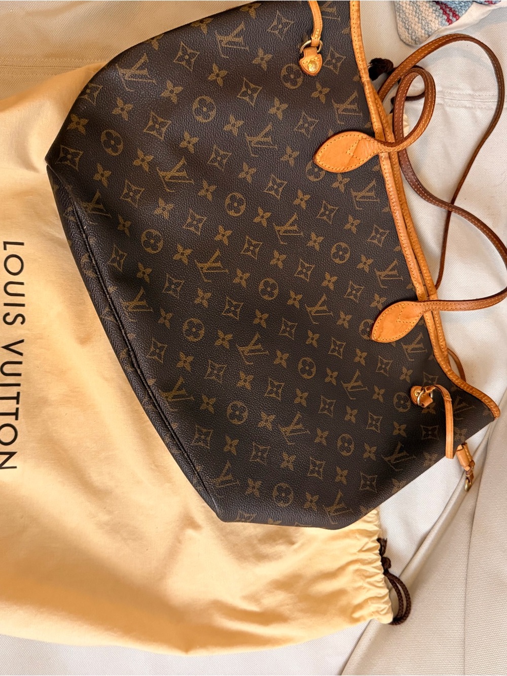 Louis Vuitton Brown Monogram Canvas Tote with Tan Vachetta Trim